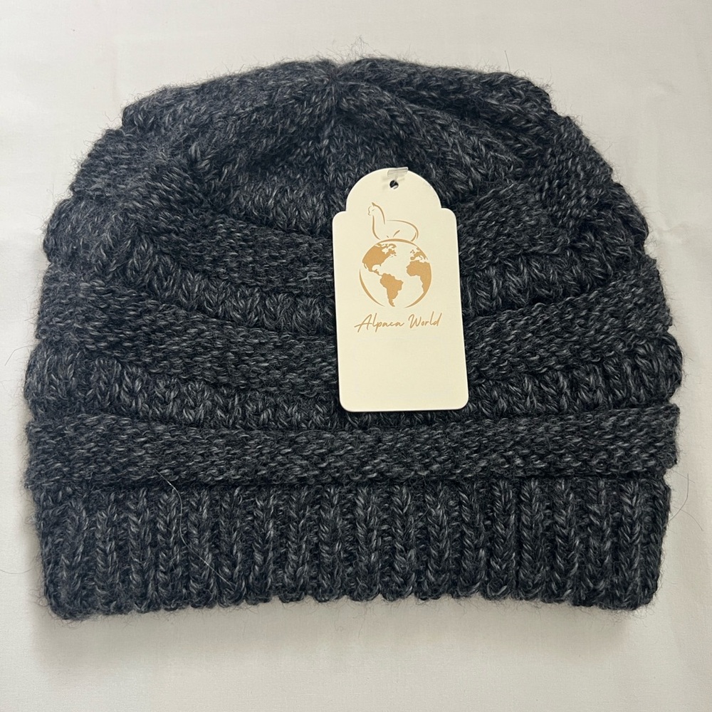 Alpaca Gray Knit Beanie